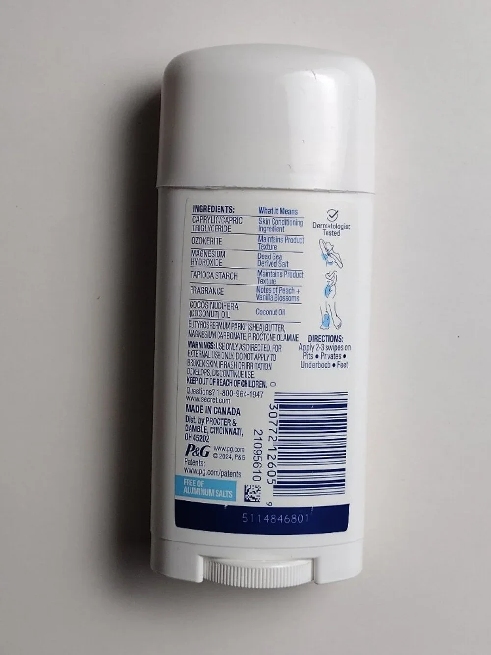 Secret Whole Body Deodorant 2 Pack Lot Peach & Vanilla Blossom Dry Solid + Cream